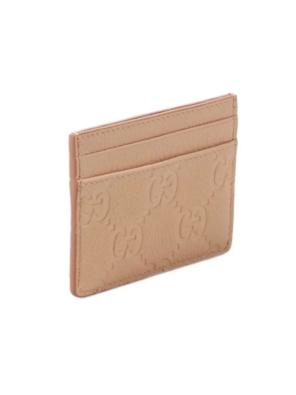 Gucci Women’s GG Emblem Brainy Calfskin Card Case Pink 815883